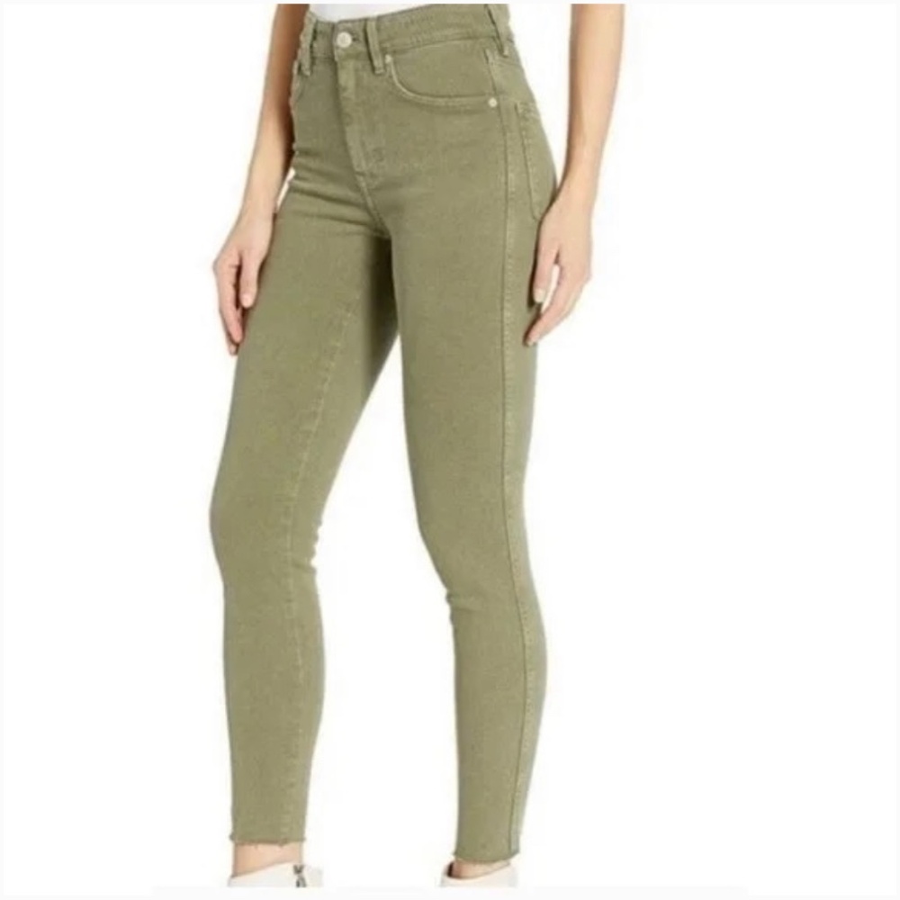 Free People We the Free Jeans olive green high rise stretch denim 29 cropped New